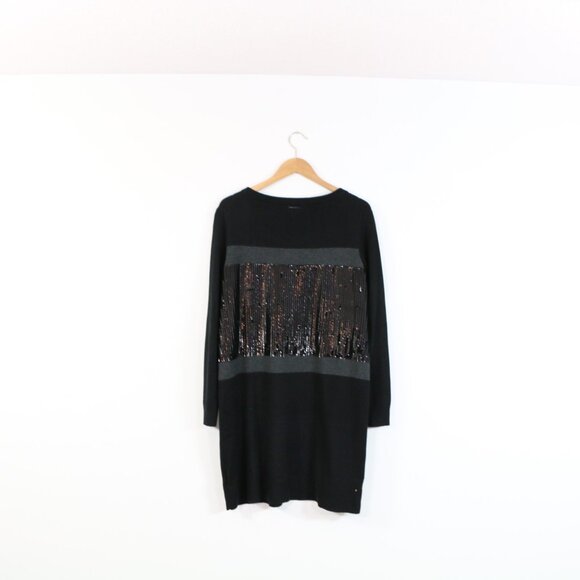 *Michael Kors Black & Grey Sequin Long Sleeve Mini Dress - Picture 6 of 6